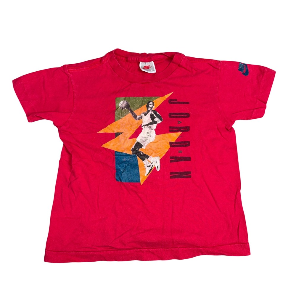 Nike Michael Jordan Graphic Tee Kids L Red Fair Vintage 90s Made in USA